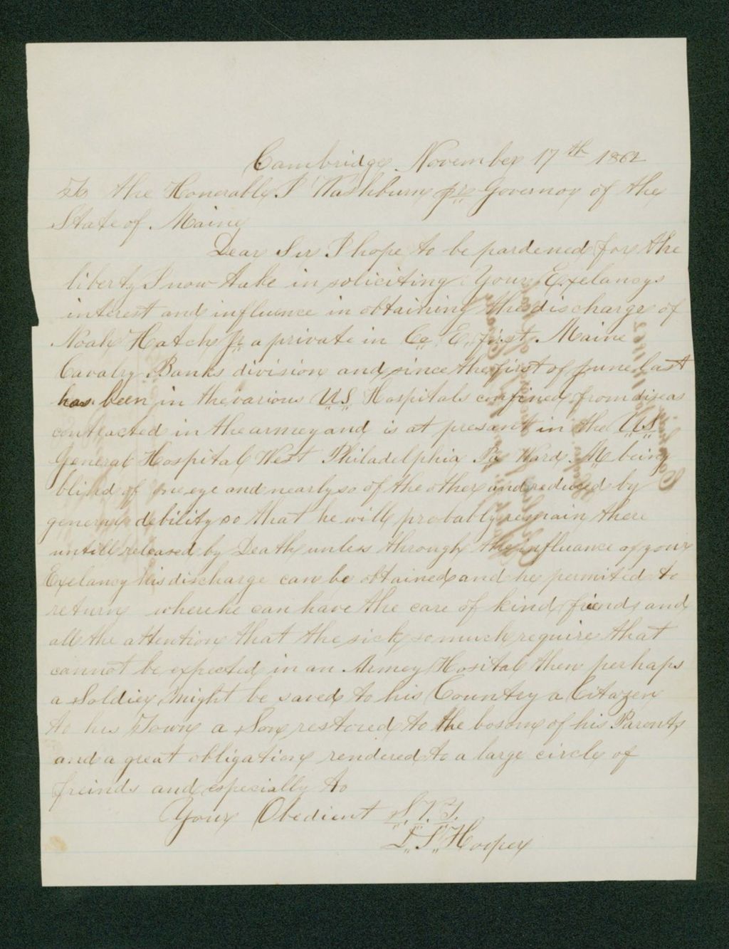 Miniature of D.S. Hooper applies for discharge of Noah Hatch