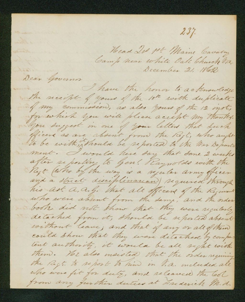 Miniature of C. Douty acknowledges receipt of his commission