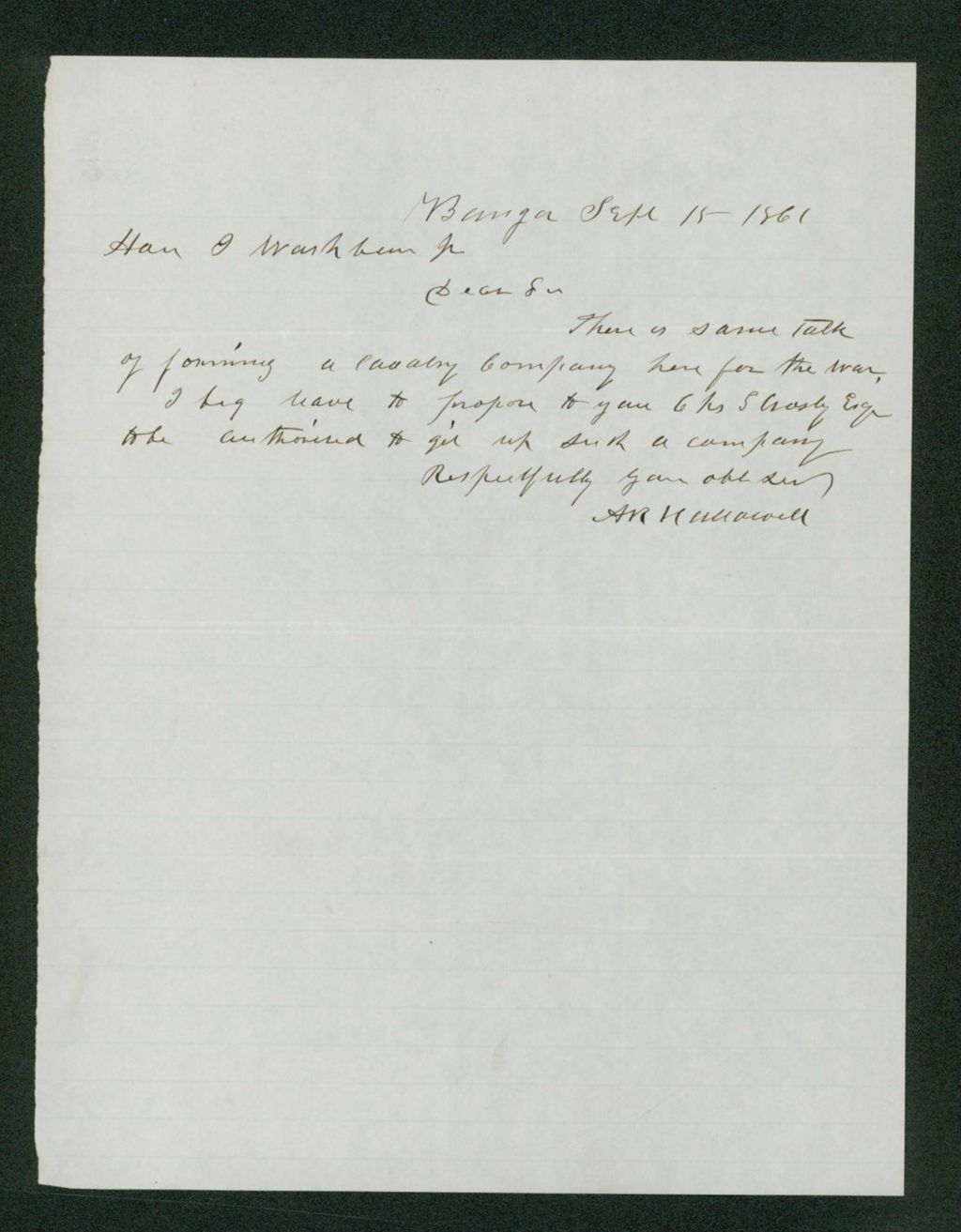 Miniature of A. Hallowell recommends Charles S. Crosby for recruiting