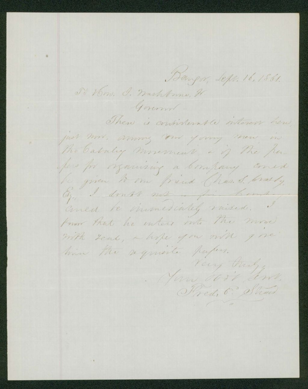 Miniature of Fred E. Shaw recommends Charles Crosby for recruiting position