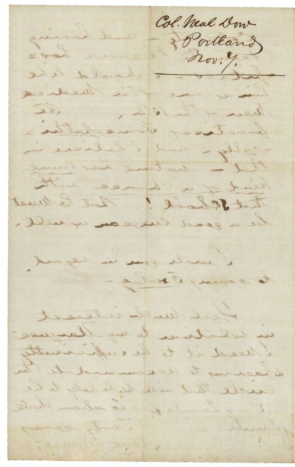 Miniature of Dow Letter to Governor Washburn Regarding Hospital Stewards, November 7, 1861