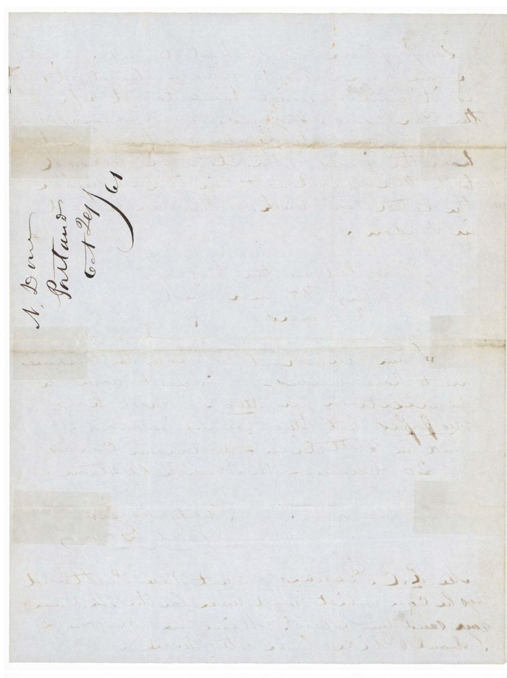 Miniature of Hesseltine Letter to Hodsdon Regarding Passes, October 28, 1861