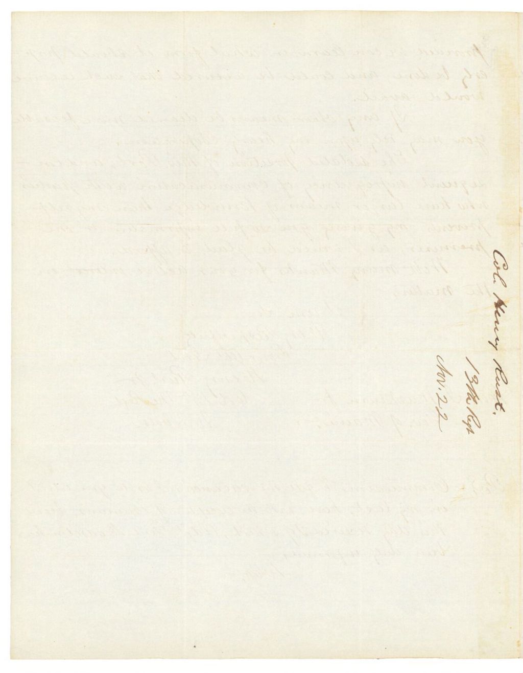 Miniature of Rust Letter to Governor Washburn Regarding Payment, November 22, 1862