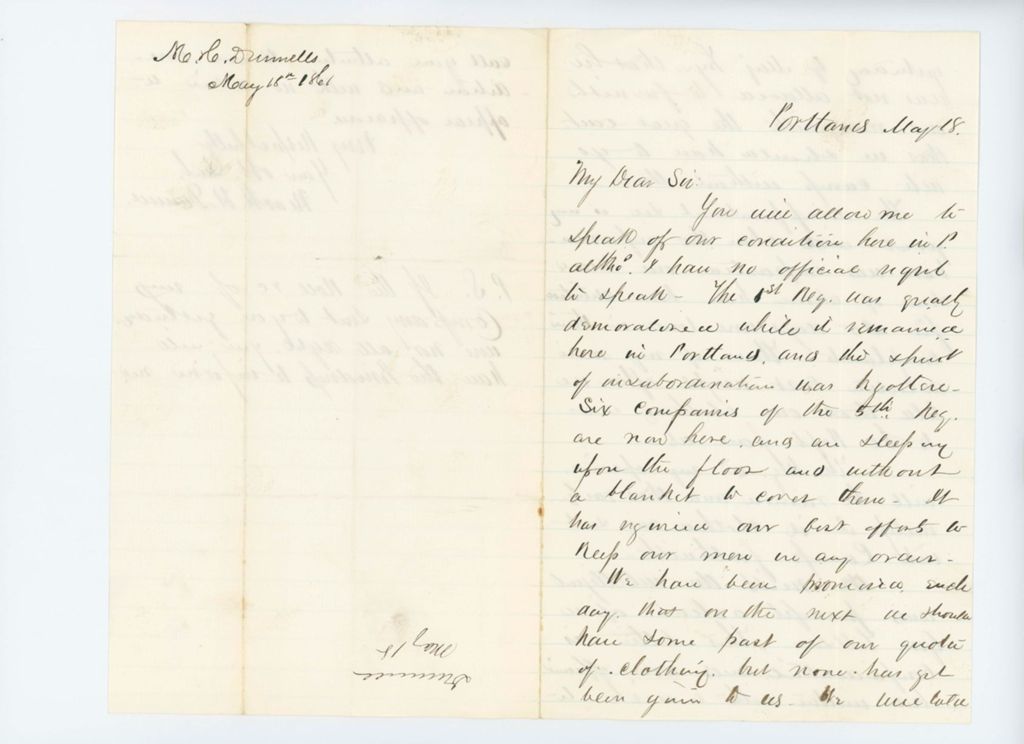 Miniature of Colonel Mark H. Dunnell reports on the condition of the regiment