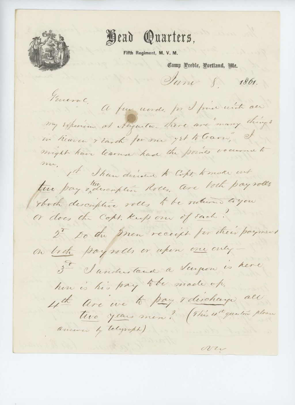 Miniature of C.A. Miller questions General Hodsdon about payroll procedures
