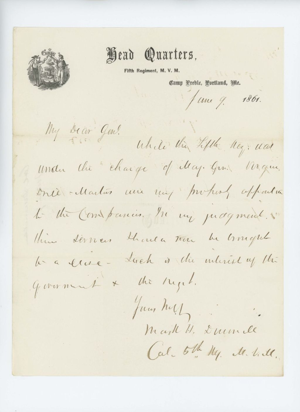 Miniature of Colonel Mark Dunnell expresses concern about drill masters