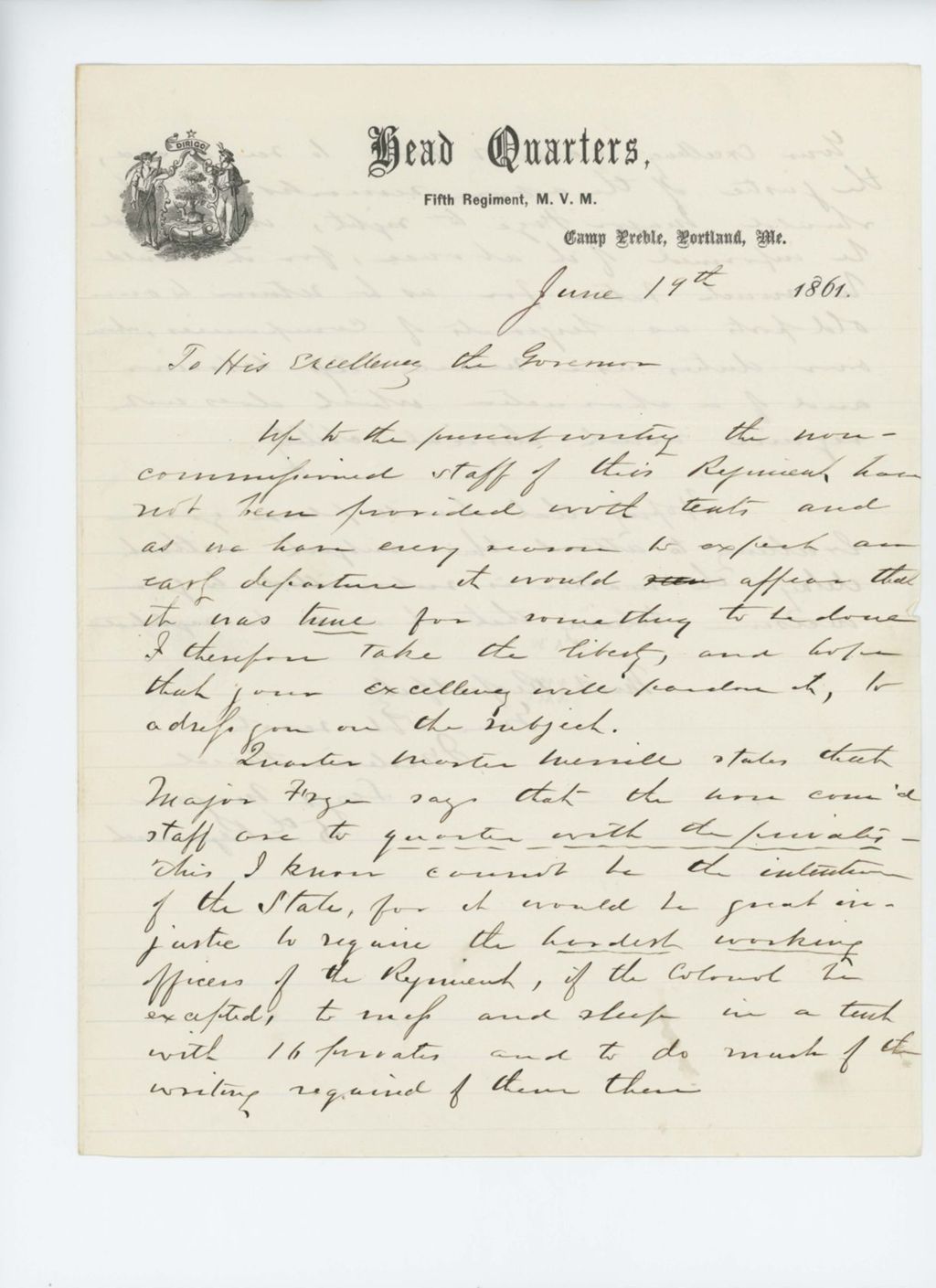 Miniature of Sergeant-Major Frederic Speed writes about lack of supplies