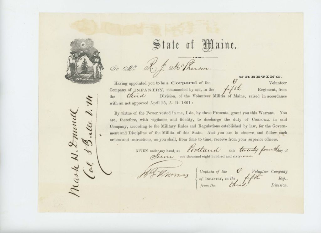 Miniature of Promotion of R.J. McPherson to Corporal
