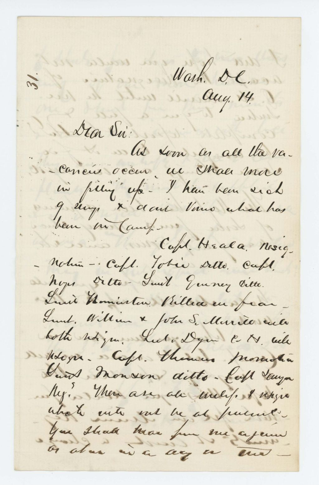 Miniature of Colonel Dunnell requests shirts and suggests men for promotion