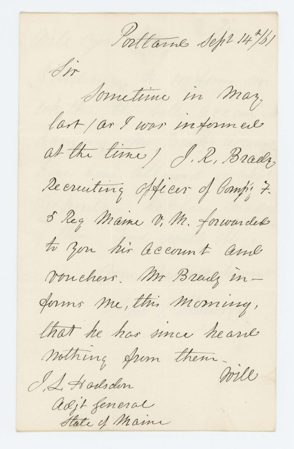 Miniature of E.P. Sherwood requests whether to pay vouchers submitted by J.R. Brady