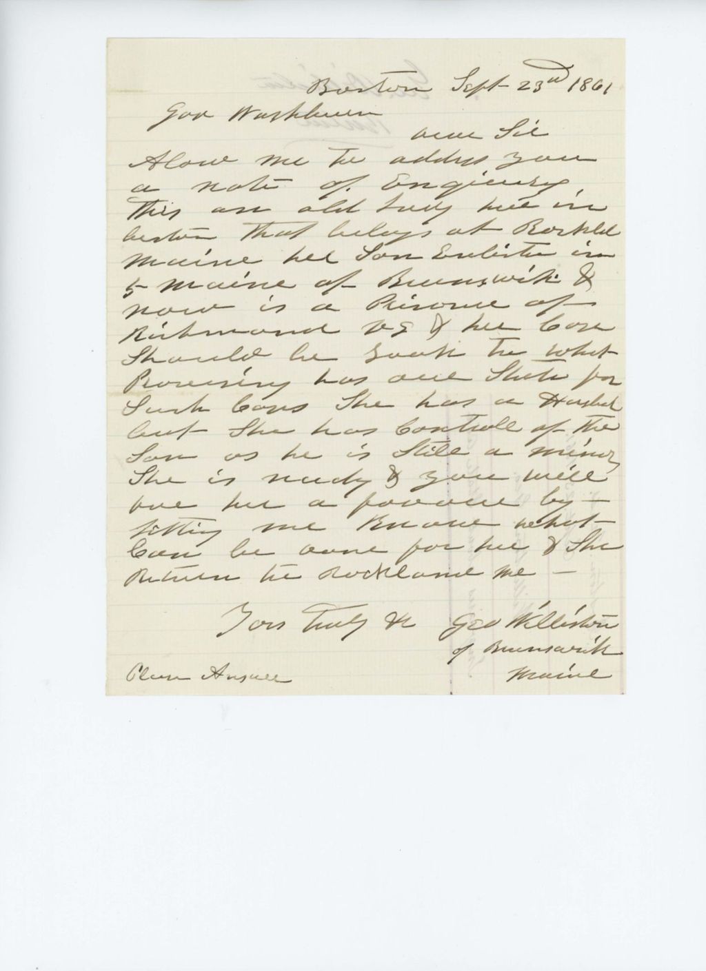 Miniature of George Willis inquires about state aid