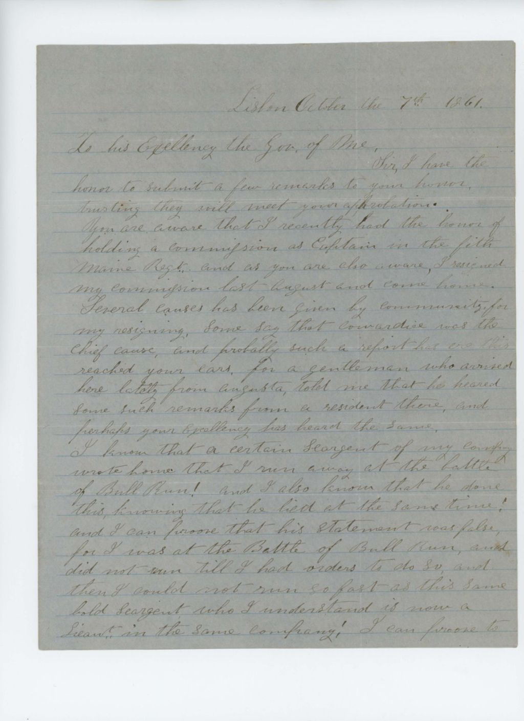 Miniature of E.W. Sawyer defends his reputation to Governor Washburn