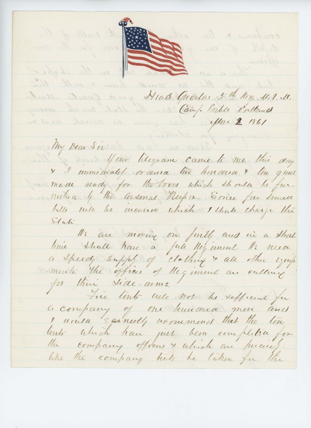 Miniature of Colonel Mark Dunnell updates General Hodsdon on recruitments and supplies