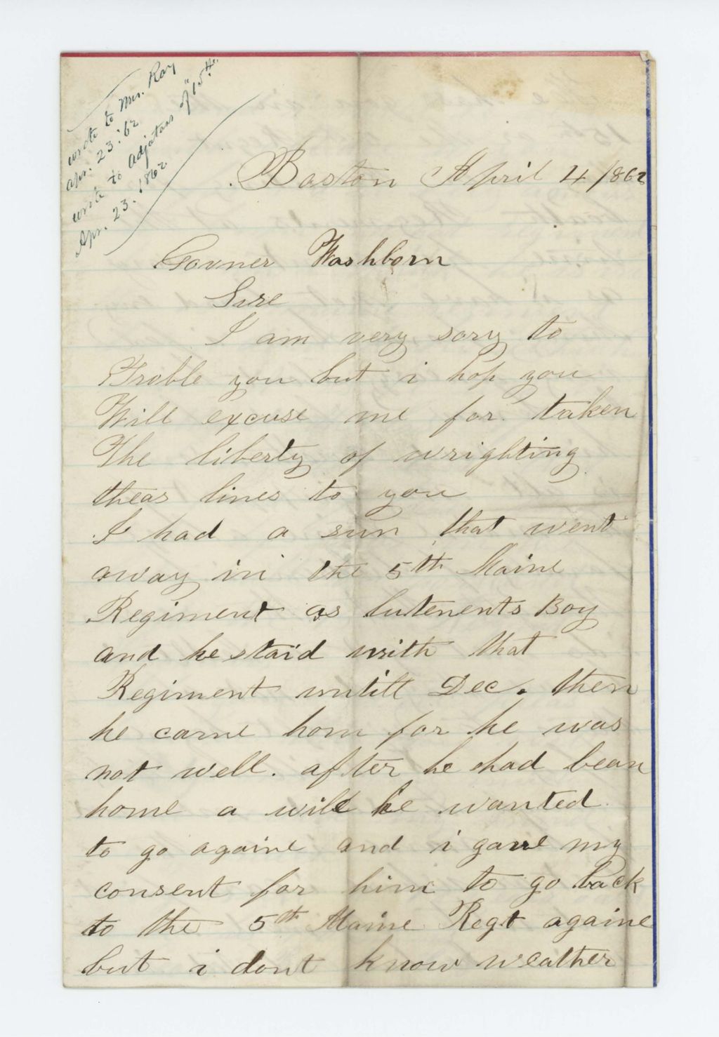 Miniature of John Ray inquires about the welfare of his son George R.