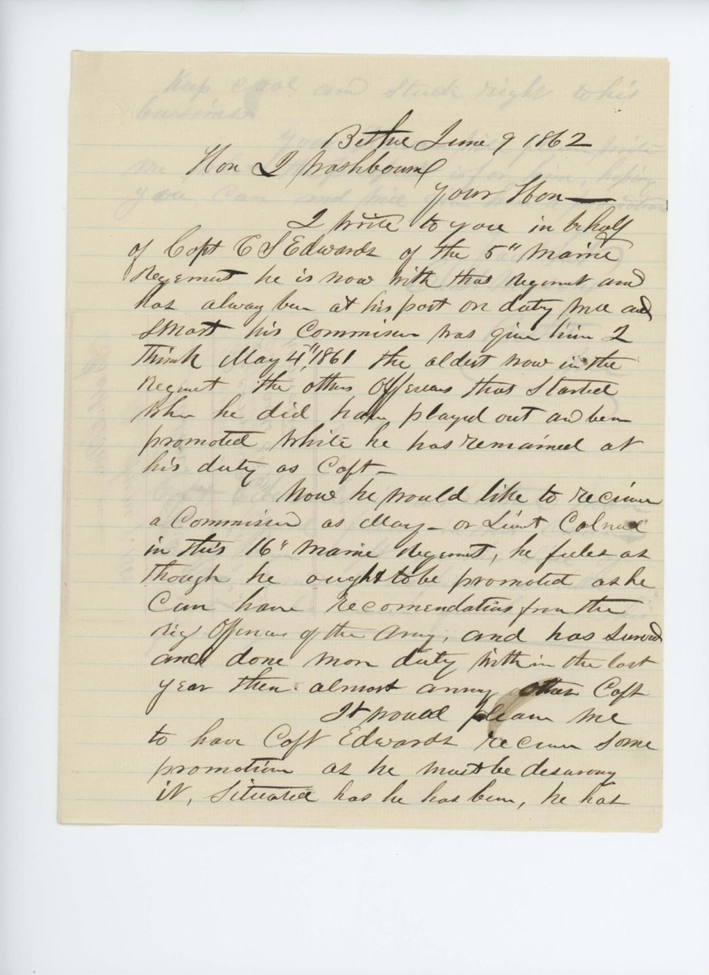 Miniature of Charles Mason recommends Captain Edwards for promotion