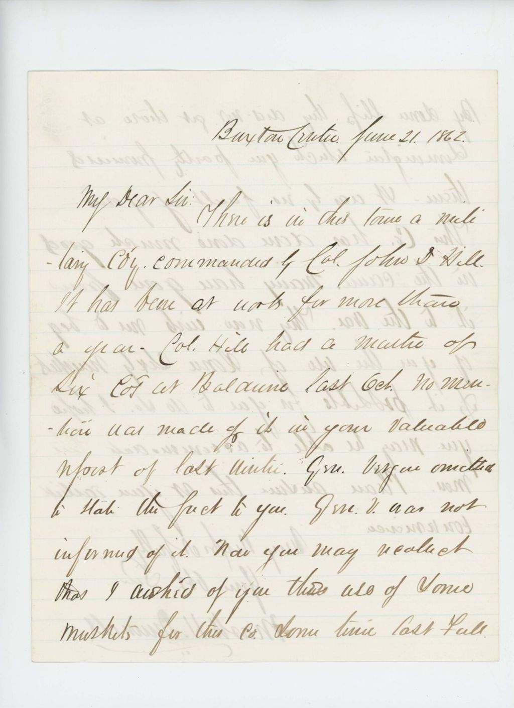 Miniature of Colonel Mark Dunnell asks for muskets