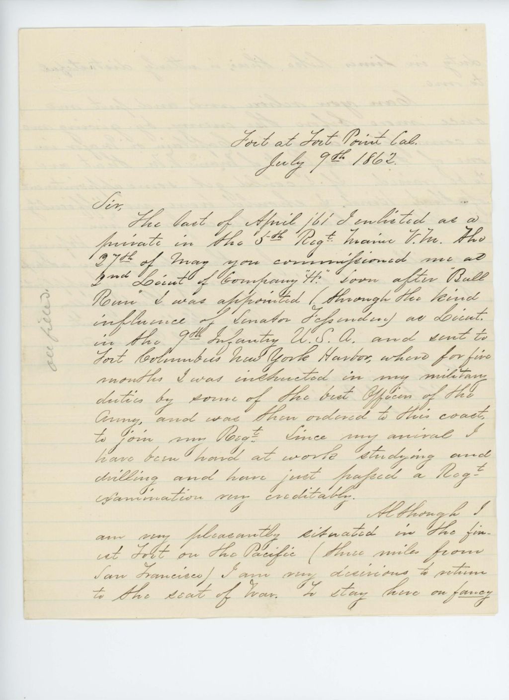 Miniature of Samuel Munson writes Governor Washburn for a promotion
