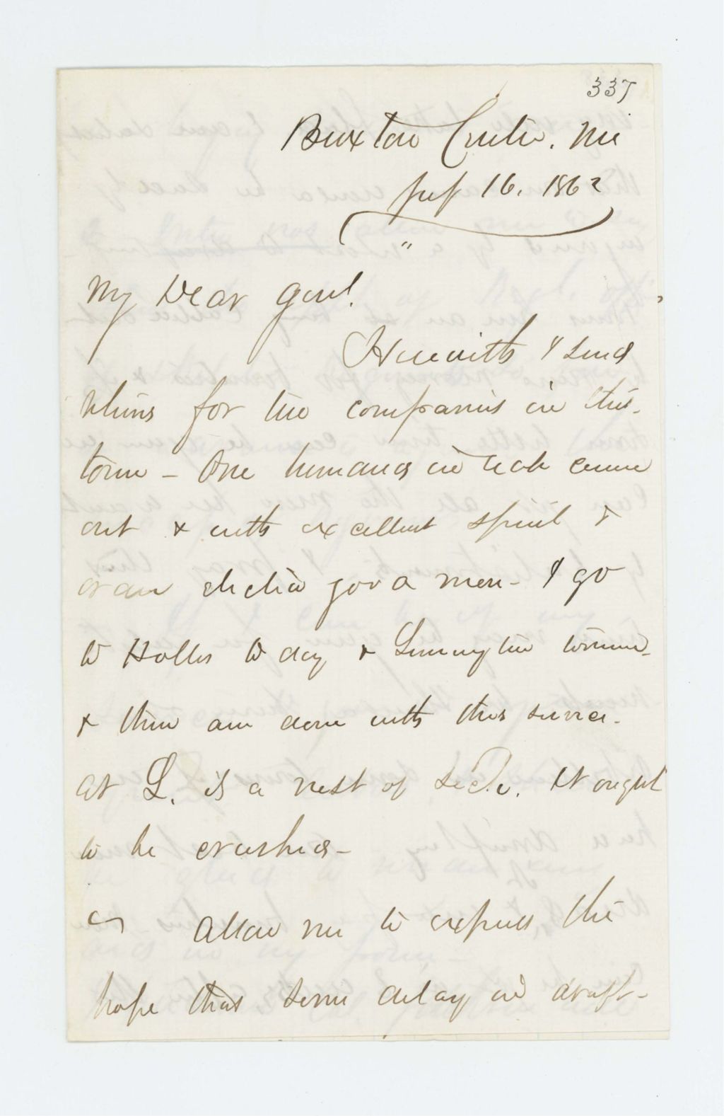 Miniature of Mark Dunnell writes General Hodsdon regarding draft and enlistments
