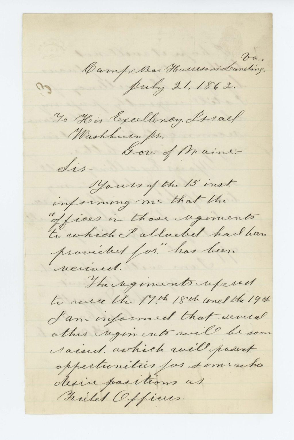 Miniature of Captain A.S. Daggett requests promotion to field officer in a new regiment