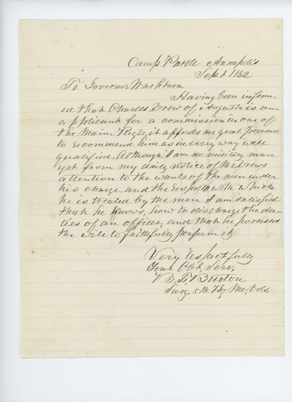 Miniature of Dr. Buxton recommends Charles Drew for promotion