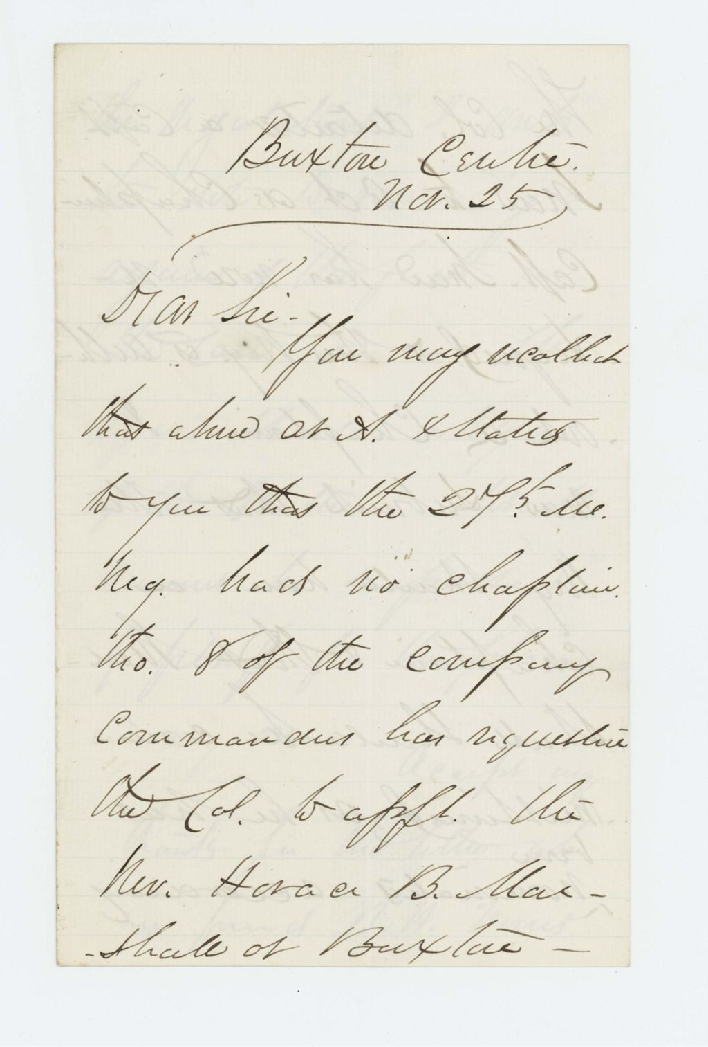 Miniature of Mark Dunnell requests a chaplain be assigned to the 27th Maine Regiment