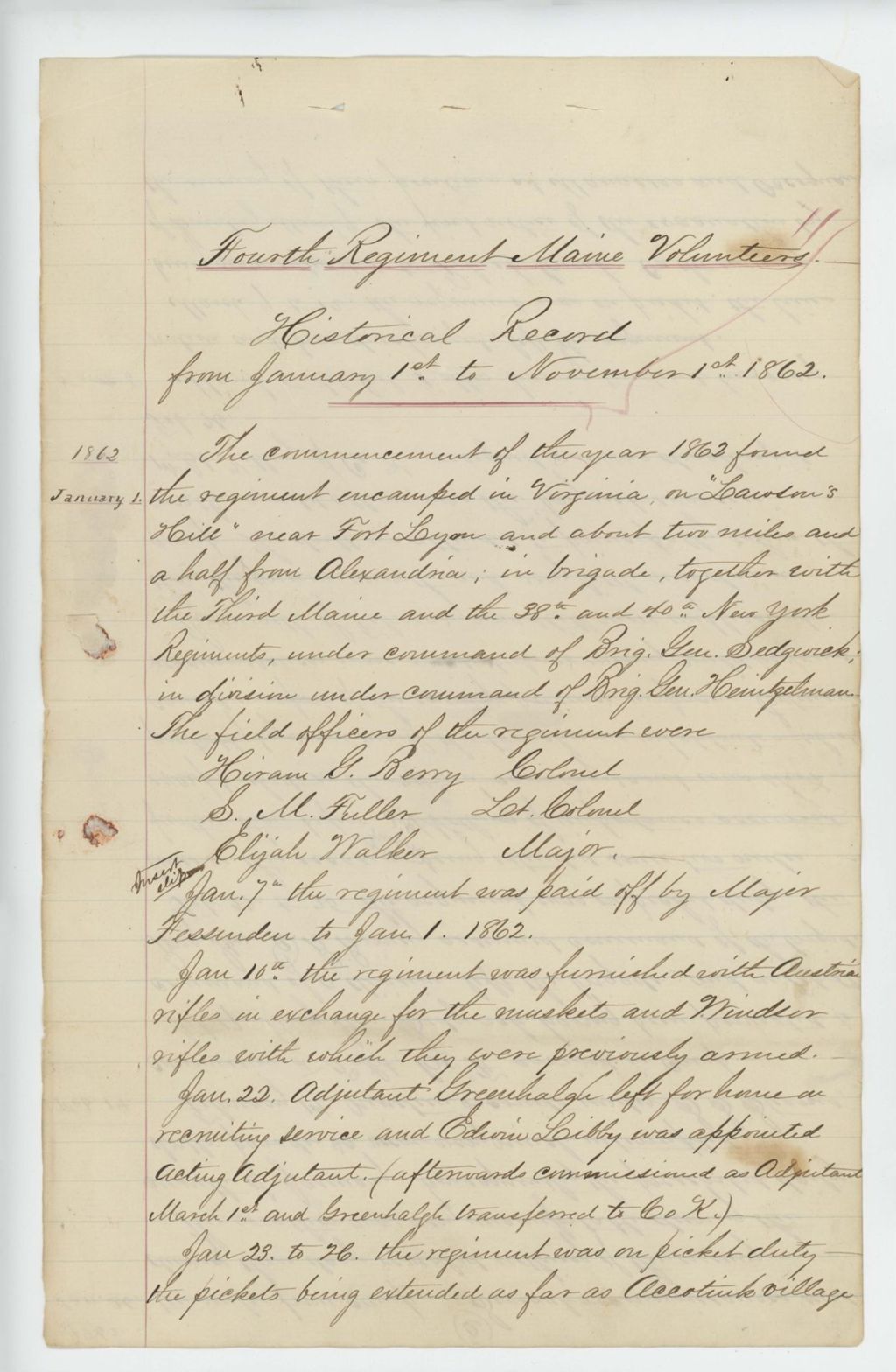 Miniature of Fourth Regiment Maine Volunteers Historical Record From January 1st to November 1st 1862