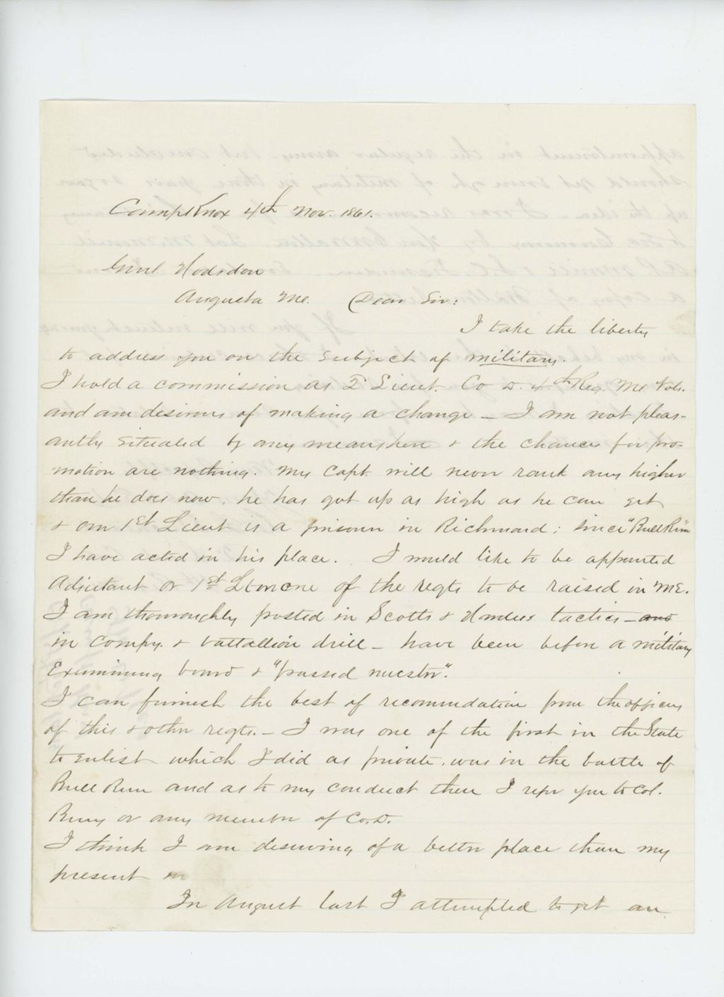 Miniature of Lieutenant C.L. Strickland requests promotion