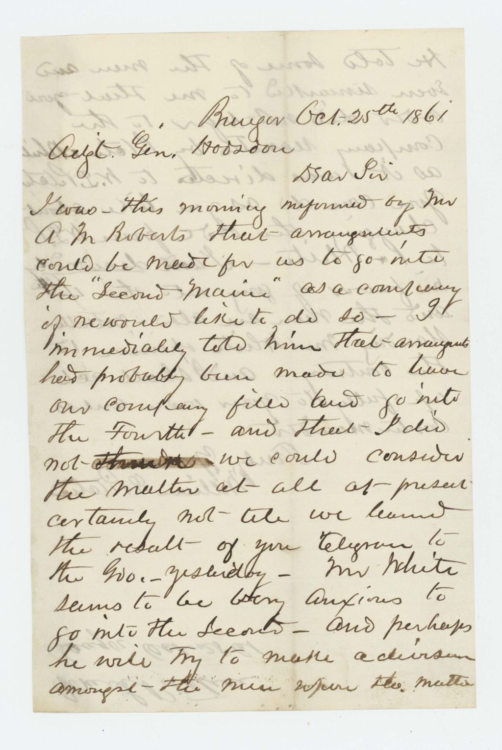 Miniature of William L. Pitcher says he is not interested in joining the 2nd Regiment