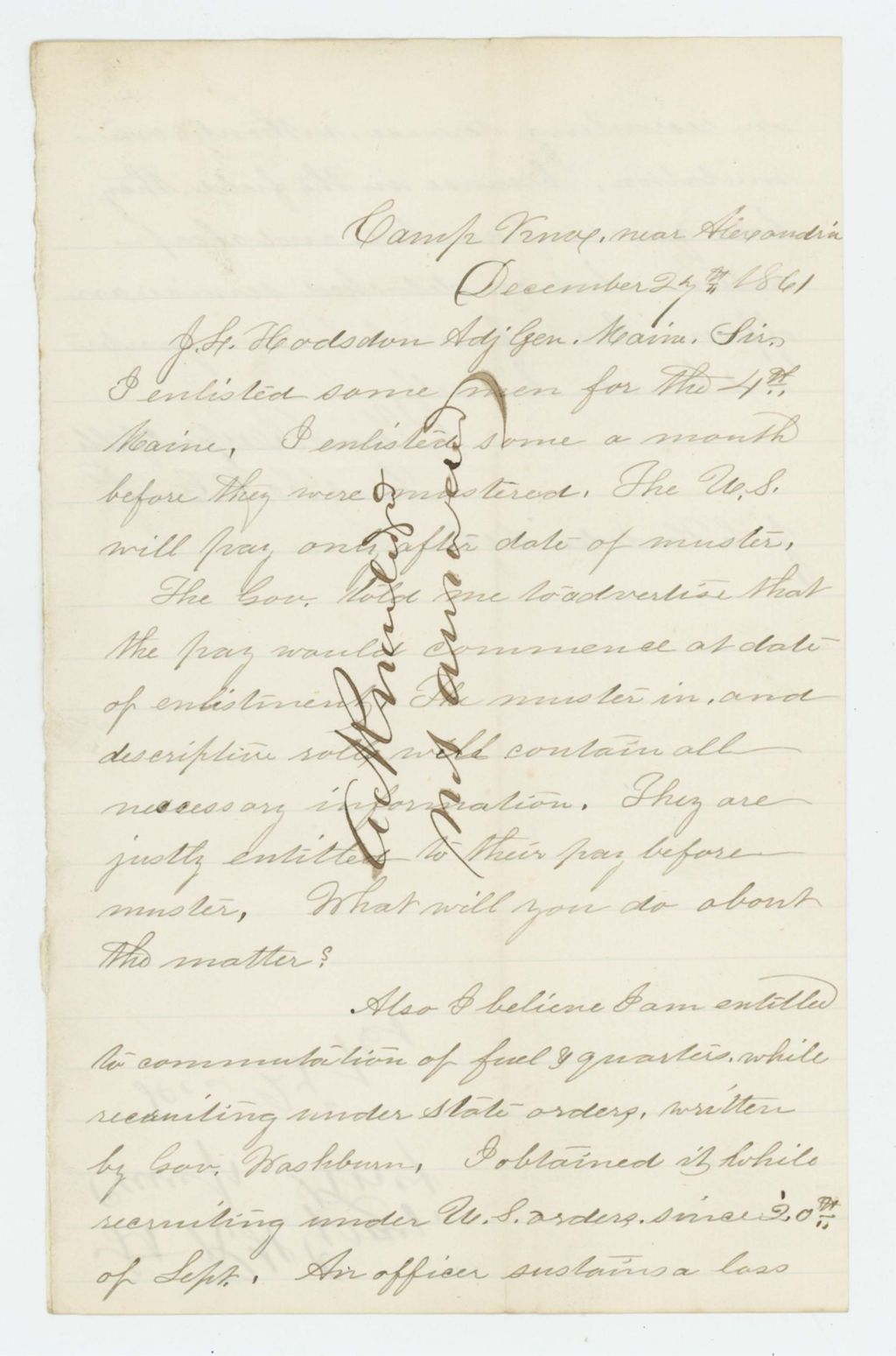 Miniature of Lieutenant R.H. Gray requests payment for service and for room and board while recruiting