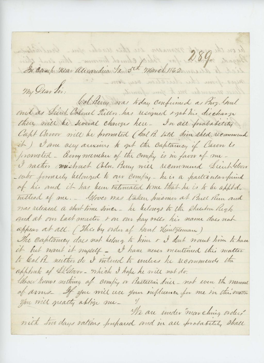 Miniature of Charles Strickland requests promotion to Captain