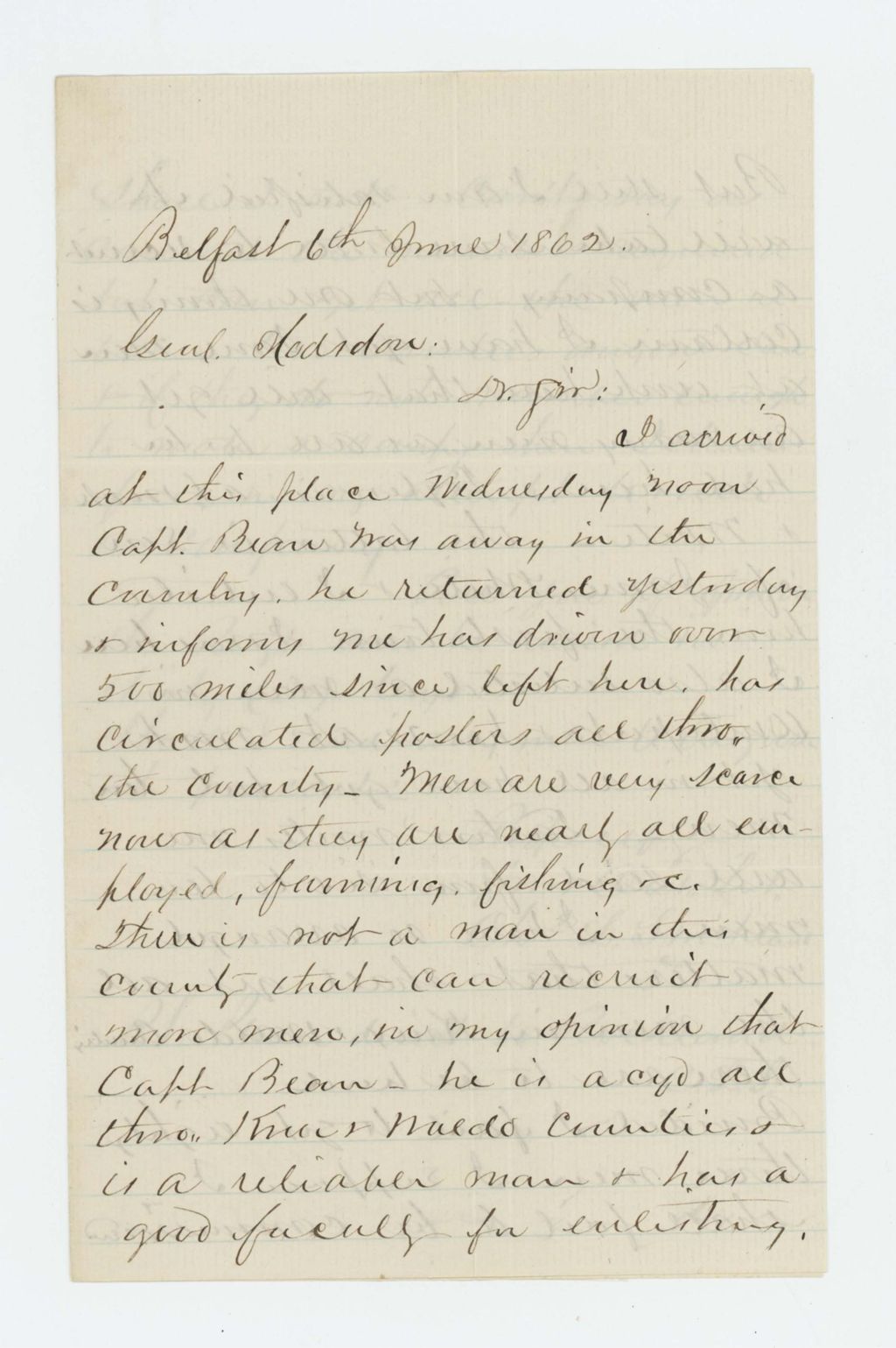 Miniature of Charles L. Strickland inquires about recruiting progress
