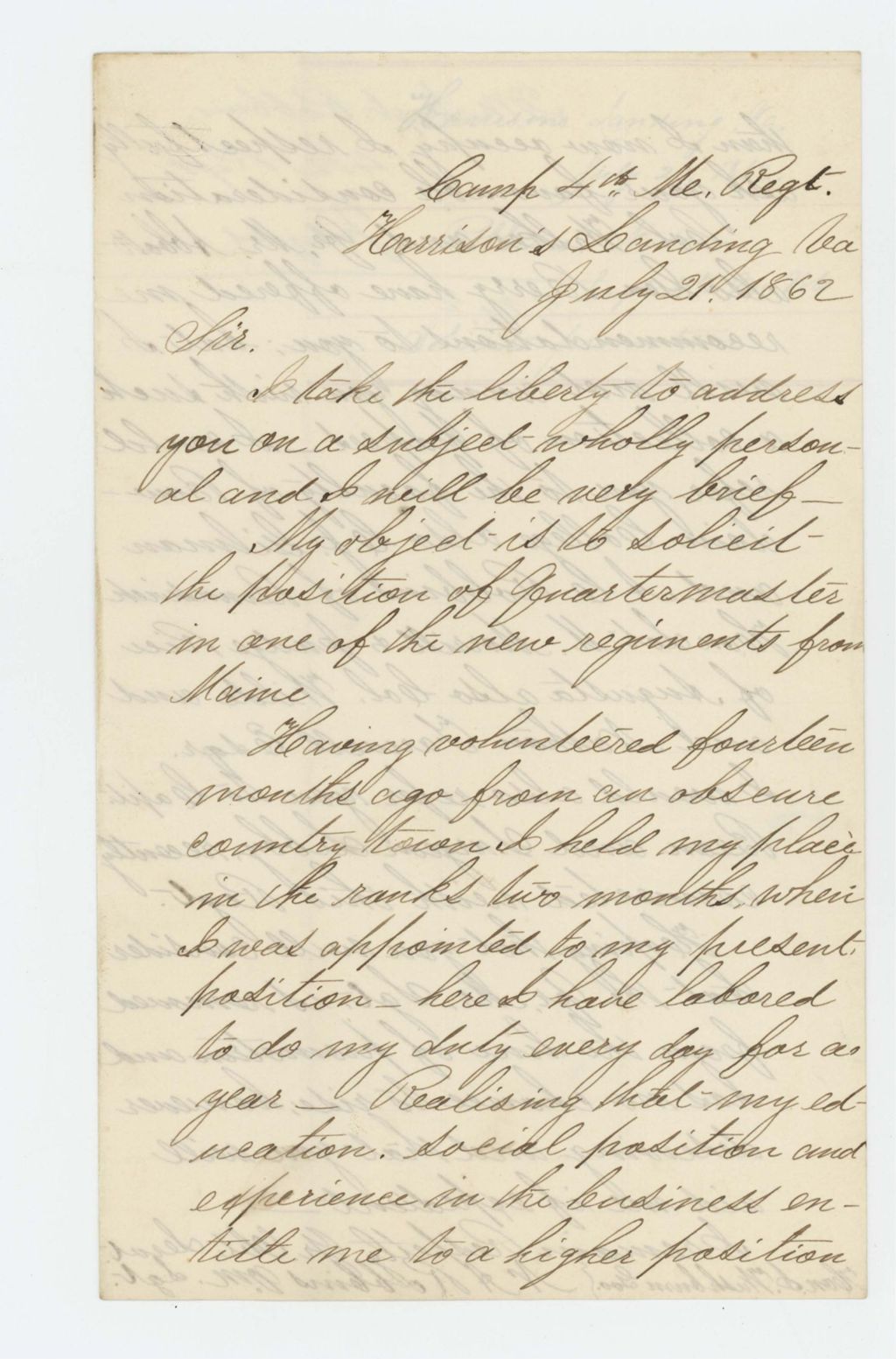 Miniature of N.A. Robbins requests a promotion to Quarter Master