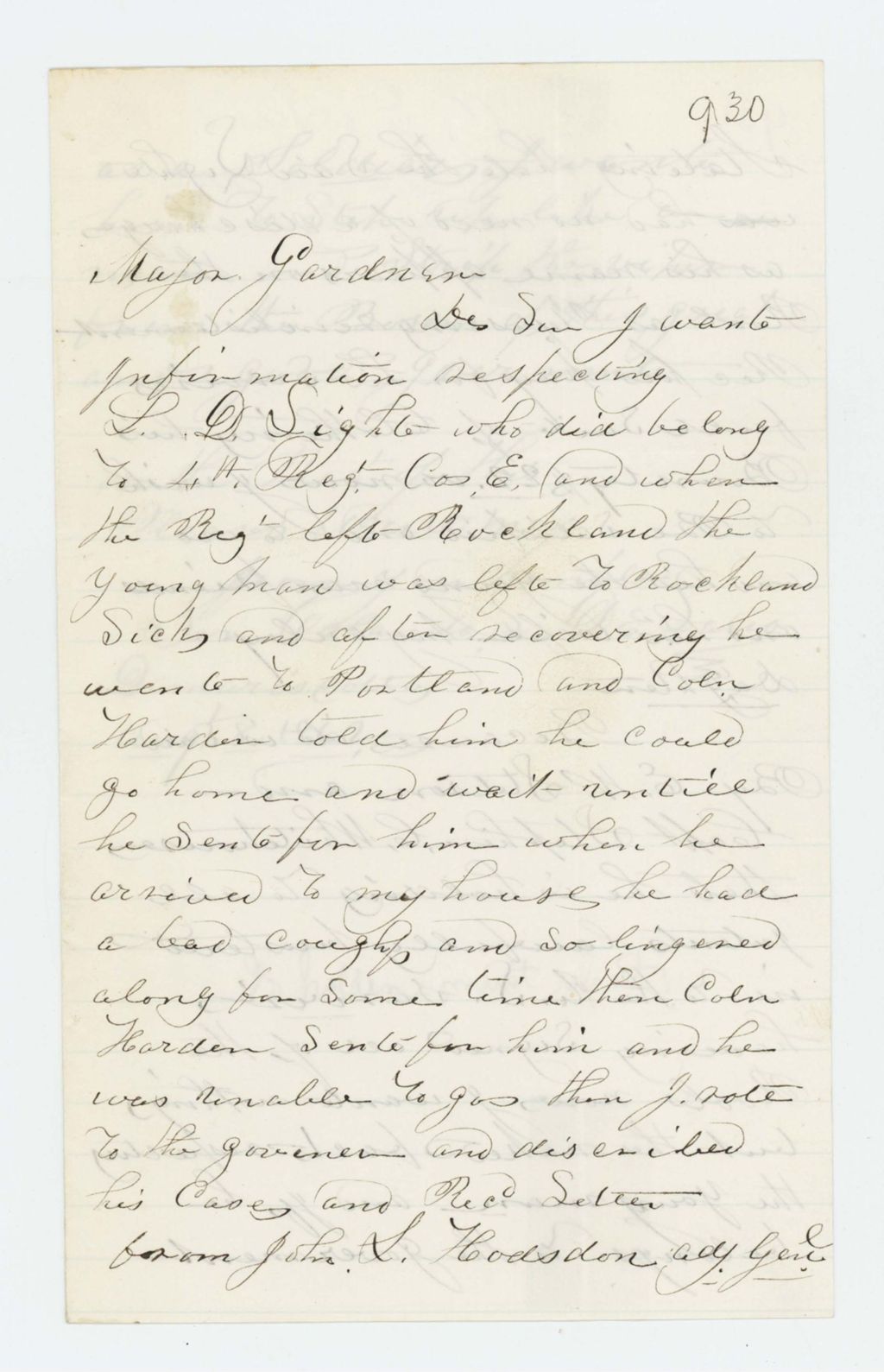 Miniature of Orlando S. DeLano requests information about L.D. Light