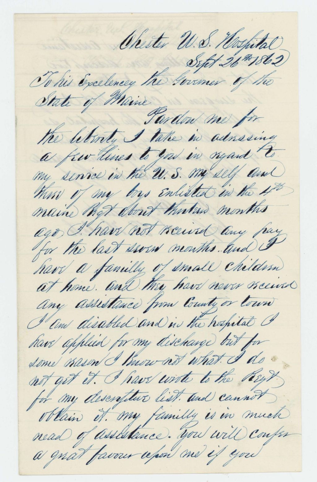 Miniature of Captain S.B. Hatch requests discharge for disability
