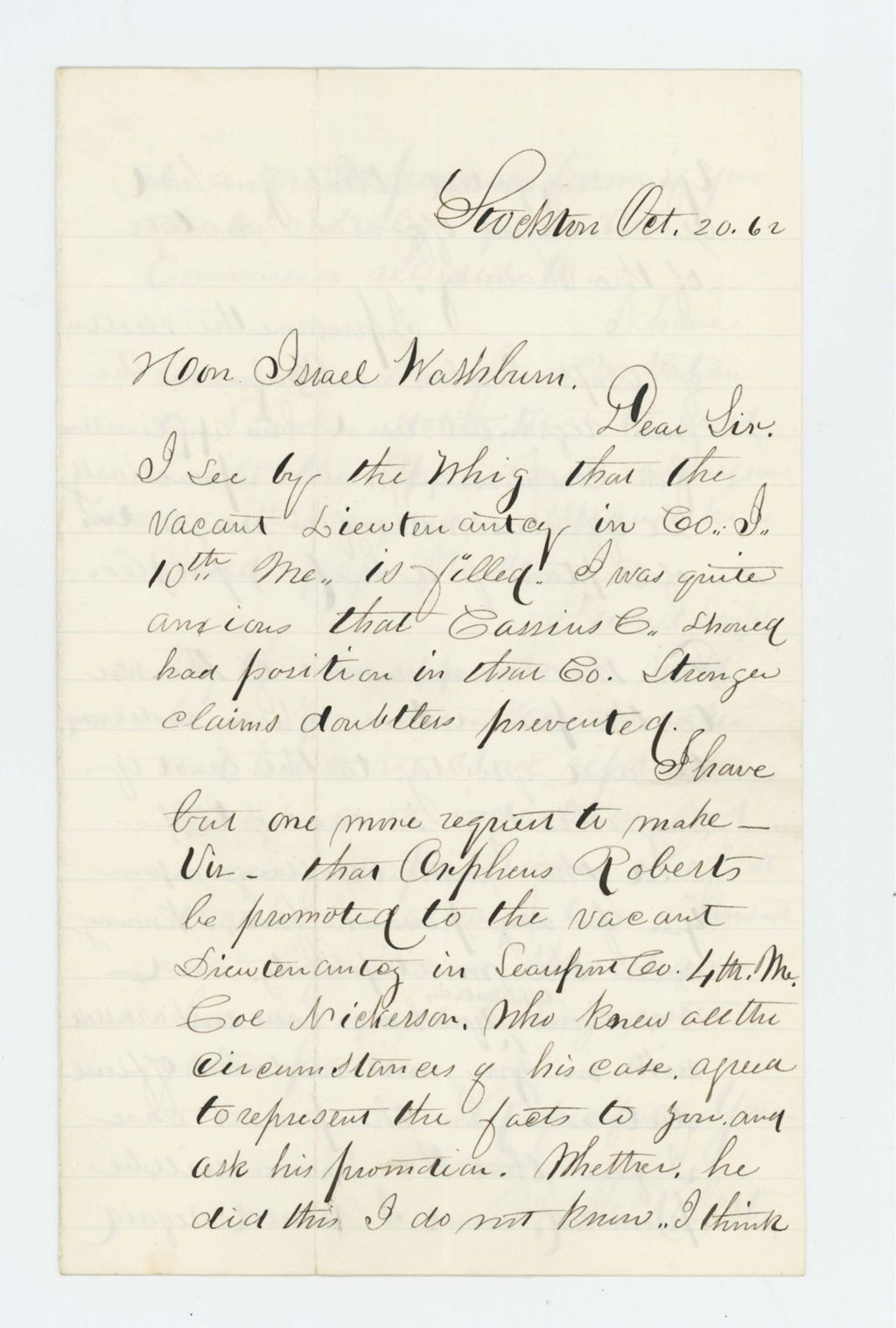 Miniature of B.M. Roberts requests promotion of Orpheus Roberts
