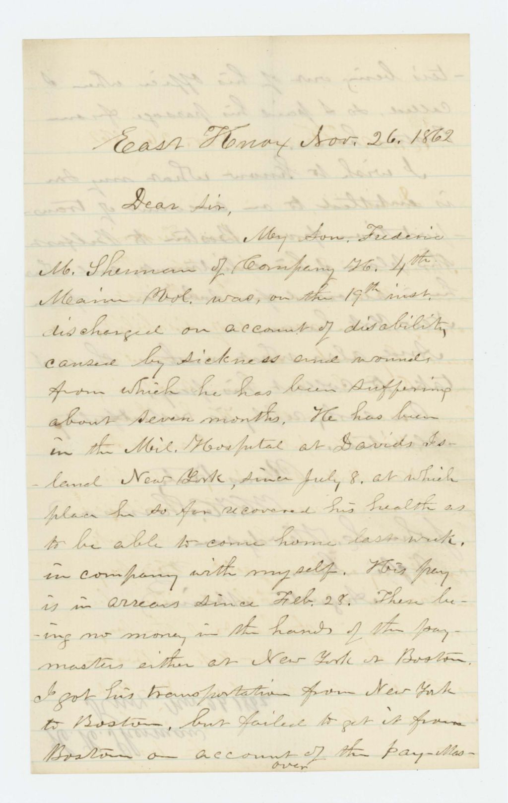 Miniature of H.H. Sherman requests payment for son Frederic