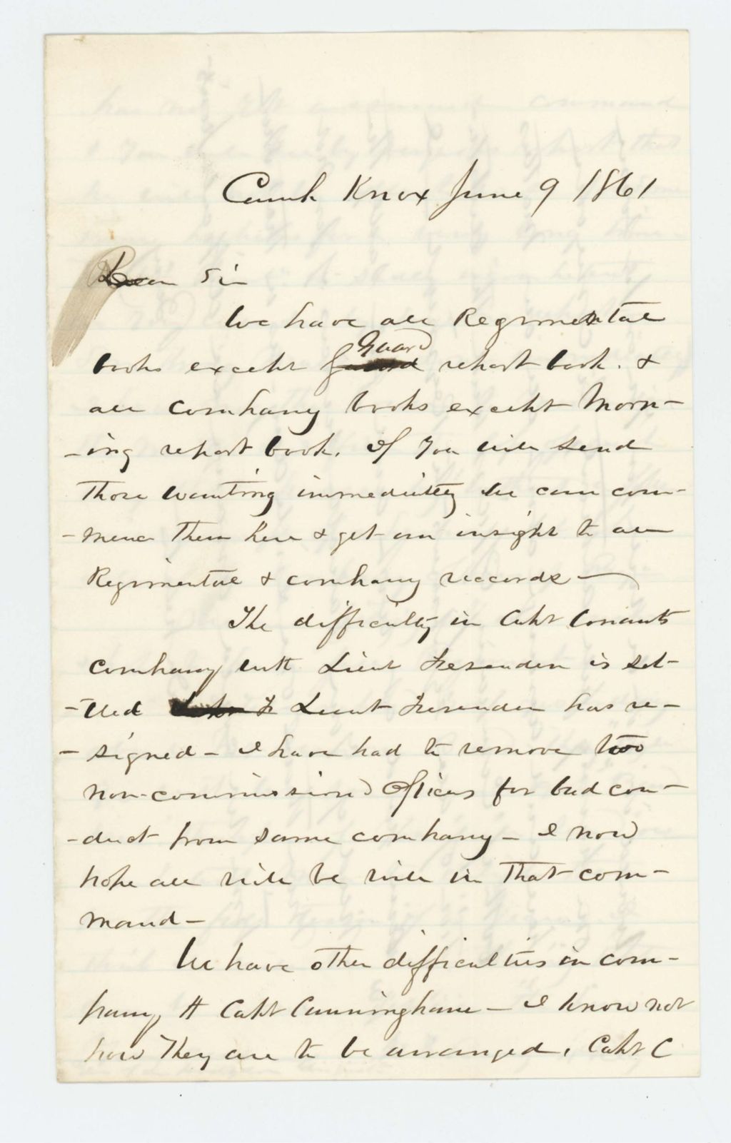 Miniature of Colonel Berry writes Adjutant General Hodsdon regarding Fessenden