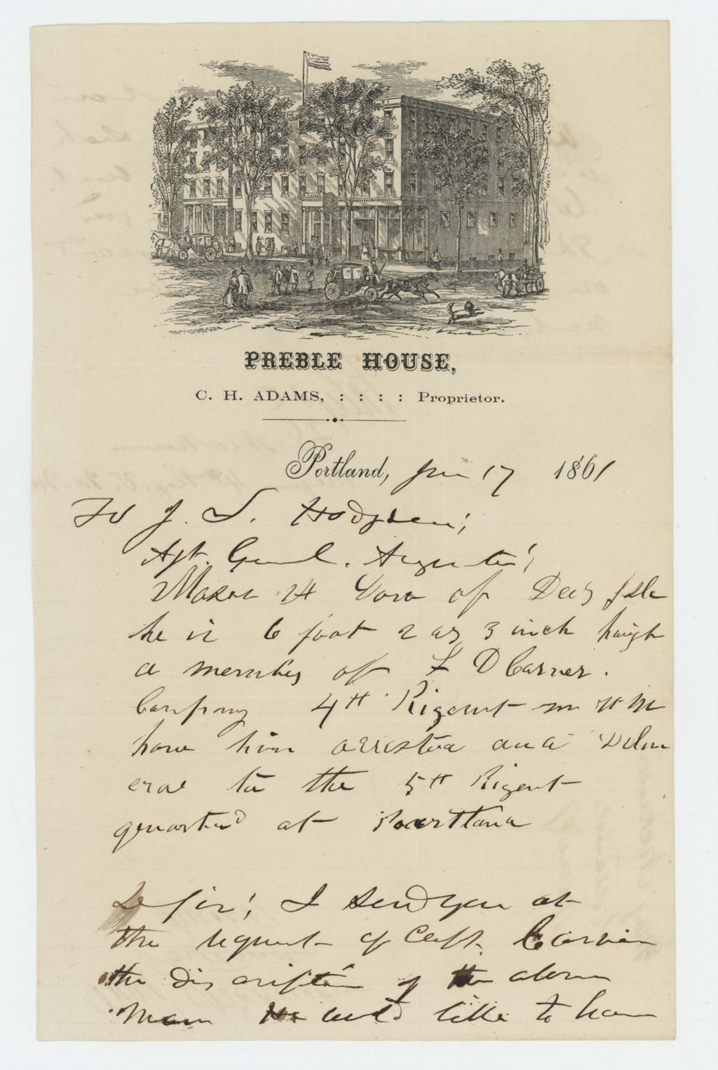 Miniature of Major Frank S. Nickerson requests arrest of soldier on behalf of Captain Carver