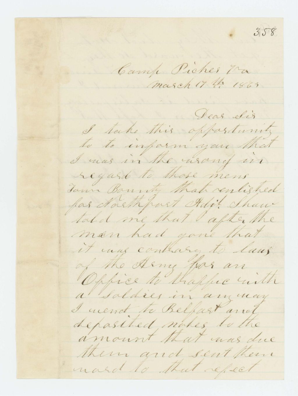 Miniature of Lieutenant Frank P. Eames writes to correct accusation of swindling men out of their bounties