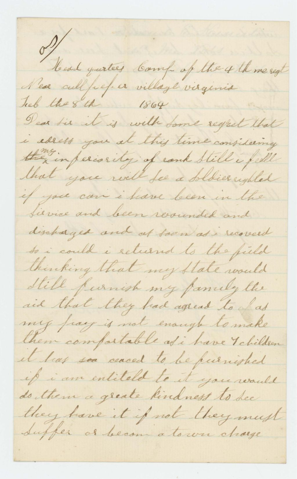 Miniature of Samuel Keniston requests aid for his family