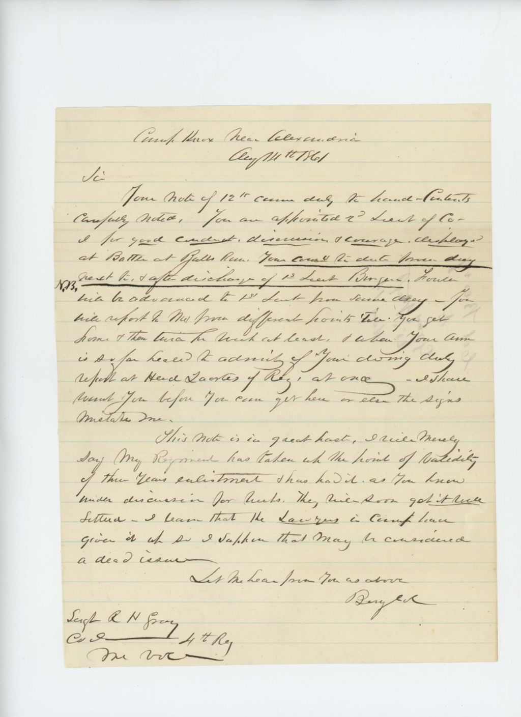 Miniature of Colonel Berry promotes Sergeant R.H. Gray to 2nd Lieutenant
