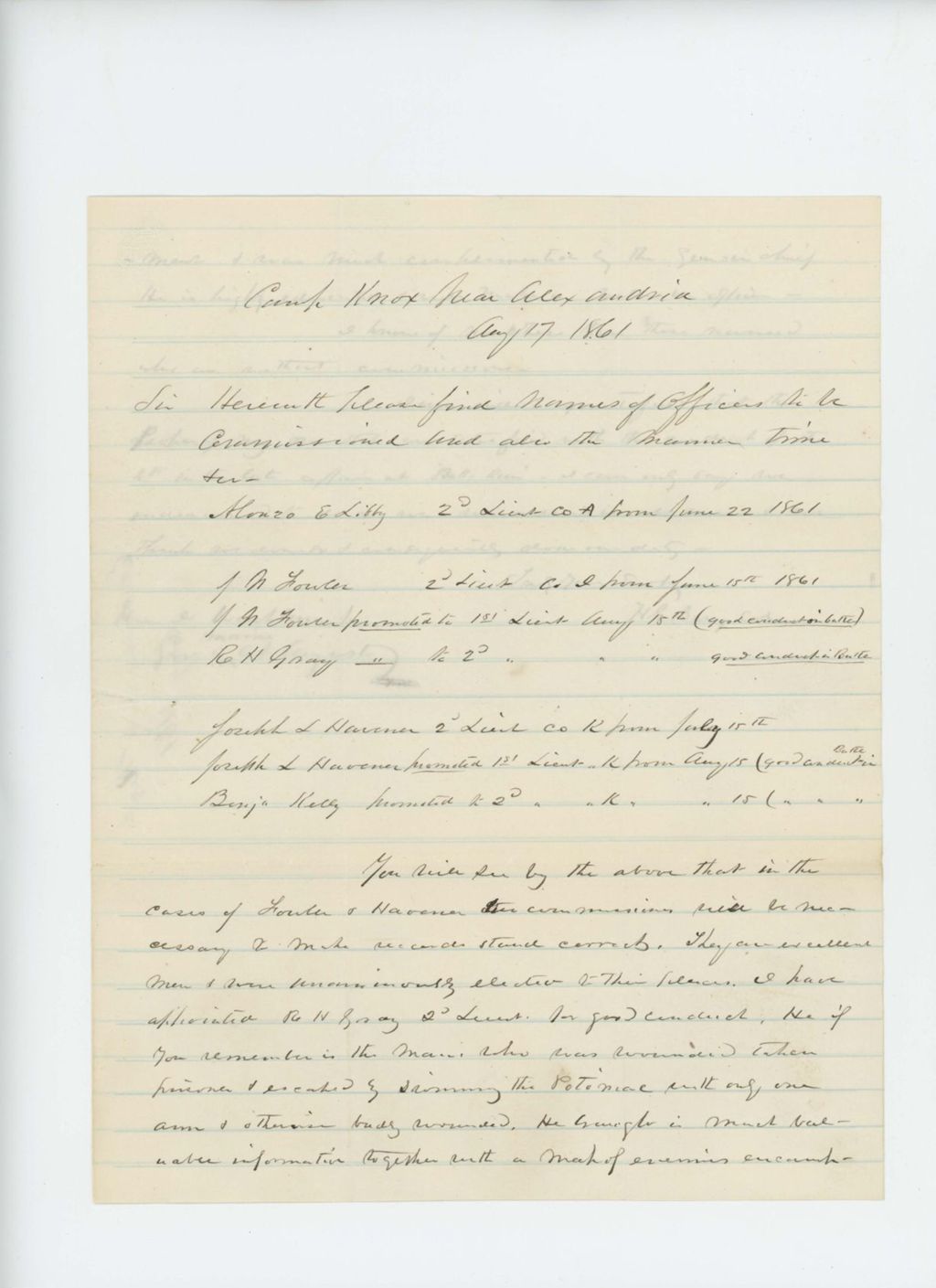 Miniature of Colonel Berry forwards a list of officers for promotion