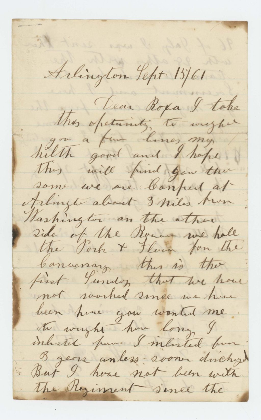 Miniature of Unknown soldier writes to wife about his service