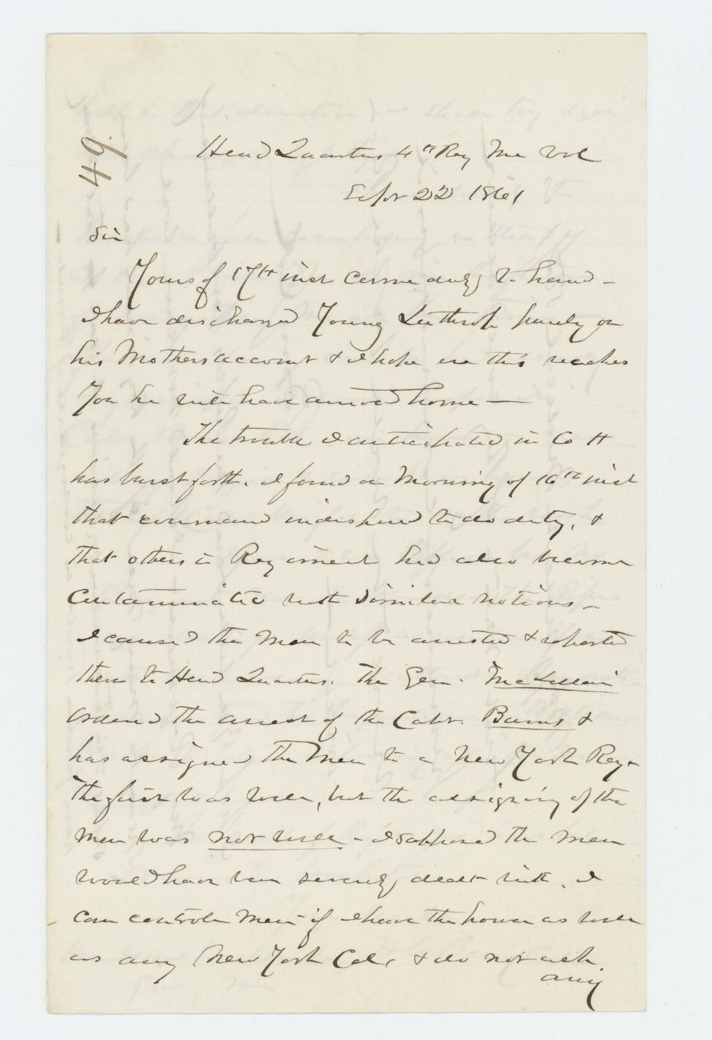 Miniature of Colonel Berry writes Governor Washburn