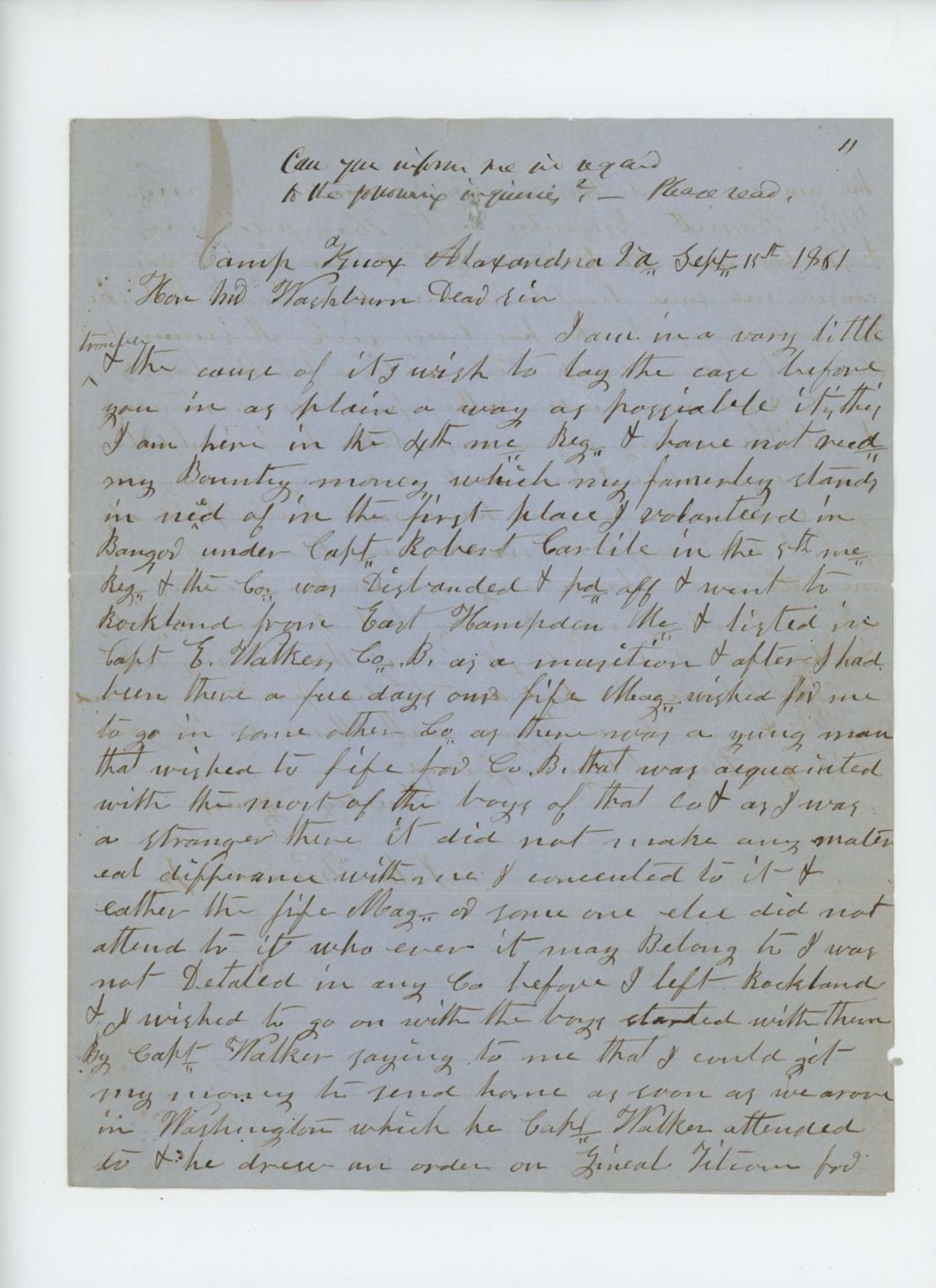 Miniature of John Knowles, Jr. requests aid from Governor Washburn in obtaining his bounty payment