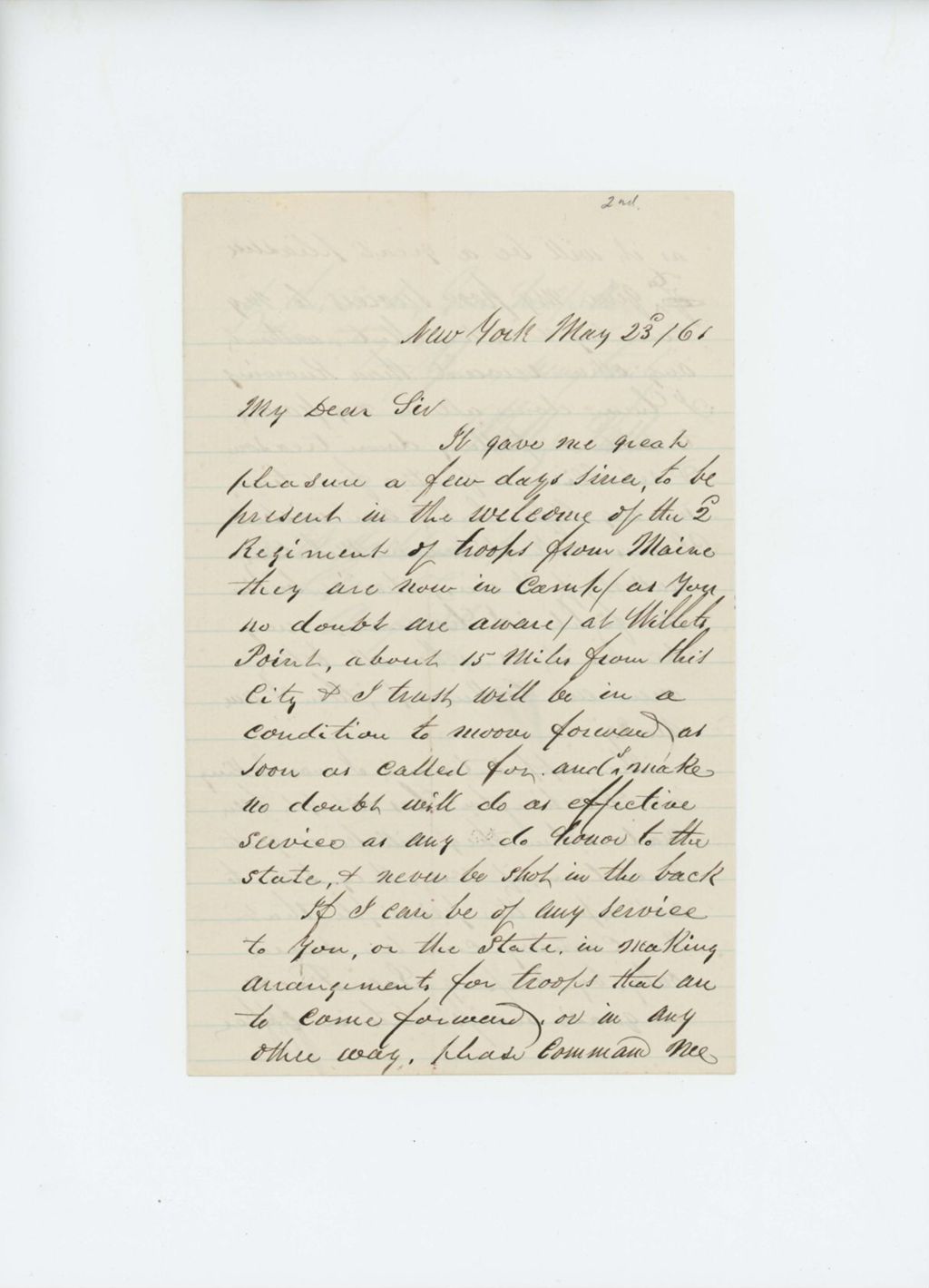 Miniature of Willis Patten writes to Governor Washburn offering his services