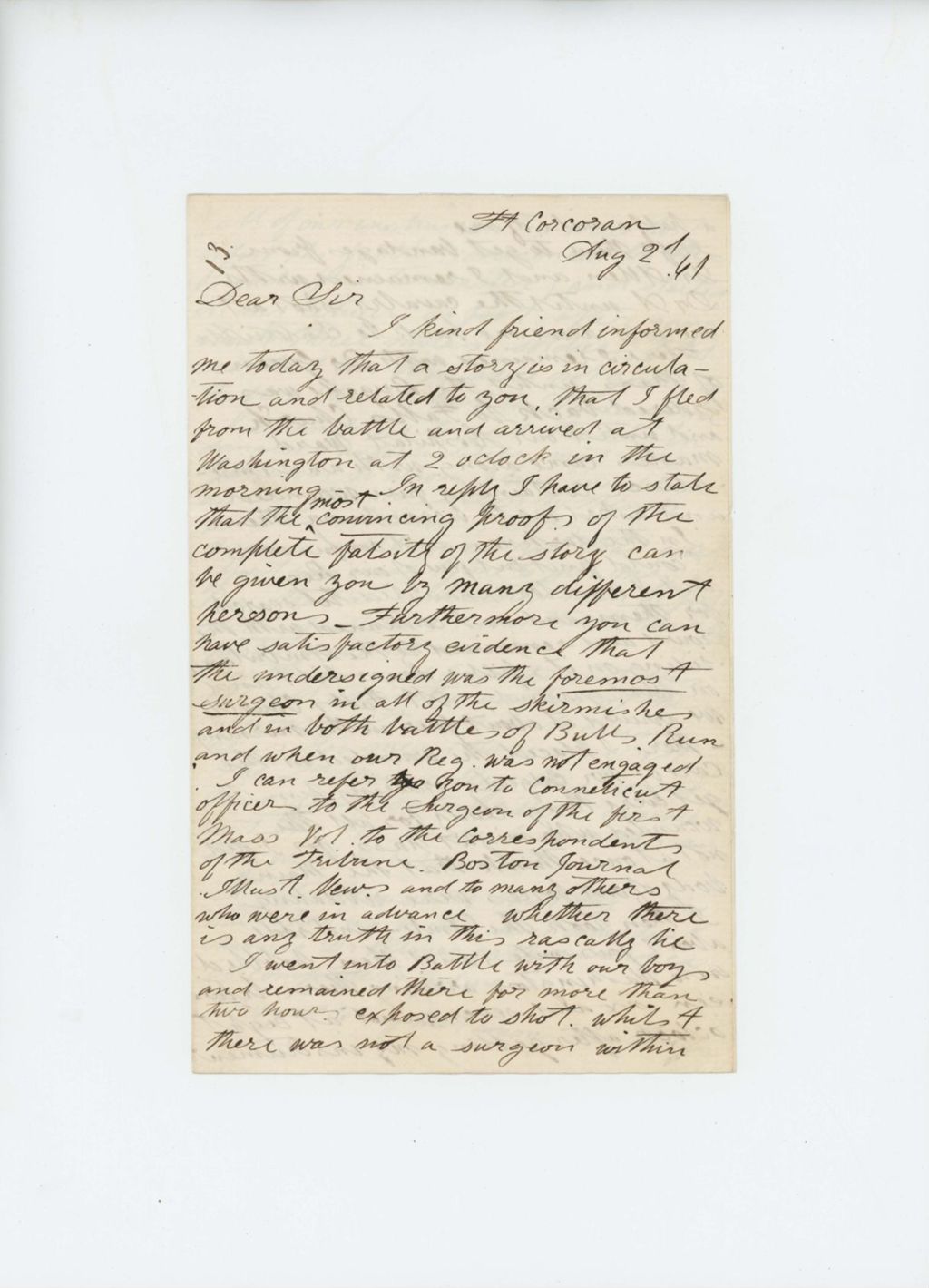 Miniature of Augustus C. Hamlin dispels rumors about his cowardice in battle