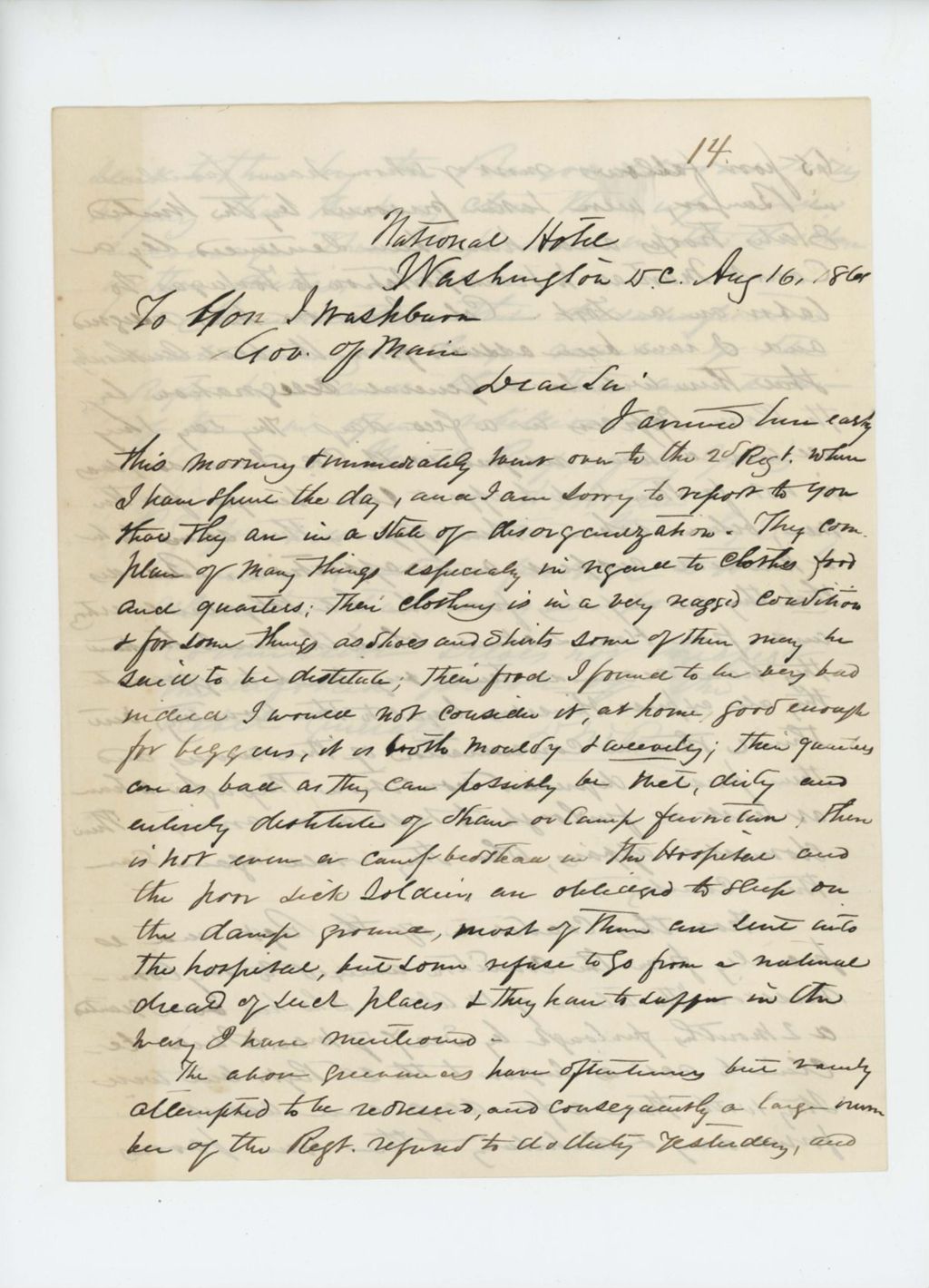 Miniature of 1861-08-16  Dr. Daniel McRuer reports to Governor Washburn on the disorganization of the 2nd Regiment