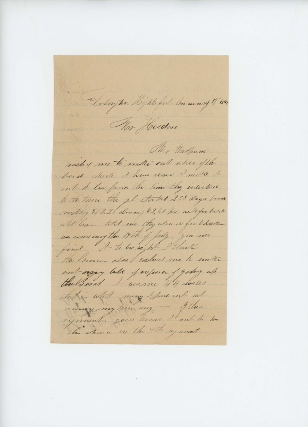 Miniature of 1861-08-17  A.D. Harlow submits a bill to Adjutant General Hodsdon