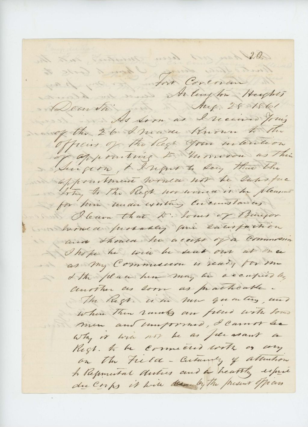 Miniature of 1861-08-28  Dr. Daniel McRuer writes to Governor Washburn regarding S.B. Morrison